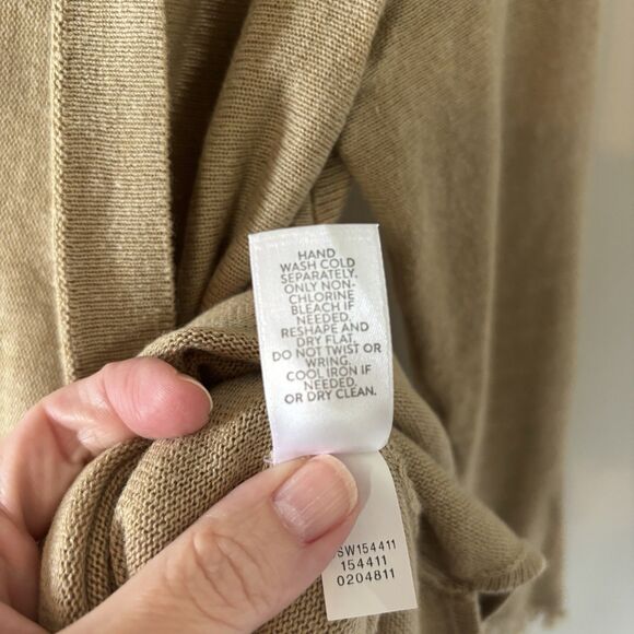 J. Jill Linen Blend Open Front Cardigan Beige Fringe Sz Small - Picture 6 of 8
